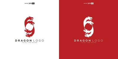 Drago silhouette logo design. Drago vettore illustrazione