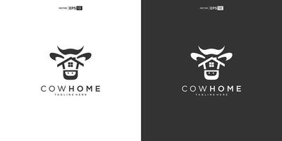 toro, mucca, angus, bestiame con Casa per casa vero tenuta Residenziale mutuo appartamento edificio logo design vettore