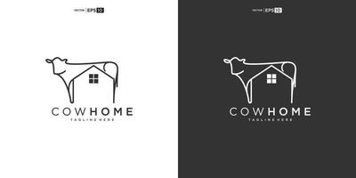 toro, mucca, angus, bestiame con Casa per casa vero tenuta Residenziale mutuo appartamento edificio logo design vettore