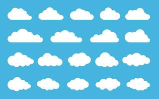 nube. insieme nuvoloso bianco astratto isolato su priorità bassa blu. illustrazione vettoriale