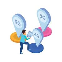 Composizione pulsanti internet 5g vettore