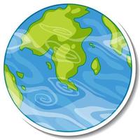 adesivo cartone animato globo terrestre su sfondo bianco vettore
