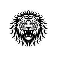 vettore cartone animato illustrazione ruggente tigre silhouette tatuaggio logo icona