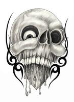 cranio tatuaggio surreale arte design di mano disegno su carta. vettore