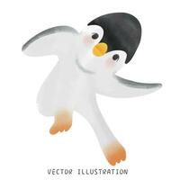 adorabile pinguino nel inverno Paese delle meraviglie mano disegnato acquerello stile illustrazione vettore