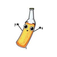 bevanda birra bottiglia personaggio cartone animato vettore illustrazione