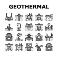 geotermico energia energia pianta icone impostato vettore