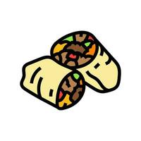 burritos messicano cucina colore icona vettore illustrazione