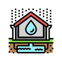 acqua piovana raccolta verde edificio colore icona vettore illustrazione