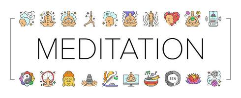 meditazione yoga rilassare zen icone impostato vettore
