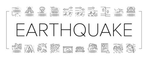 terremoto disastro onda crepa icone impostato vettore