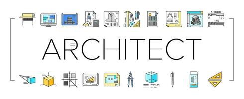 ingegnere costruzione architetto icone impostato vettore