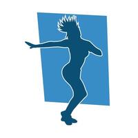 silhouette di un' sottile femmina nel danza posa. silhouette di un' donna ballando. vettore