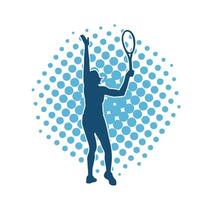 silhouette di un' femmina tennis giocatore nel azione posa. silhouette di un' donna giocando tennis sport con racchetta. vettore