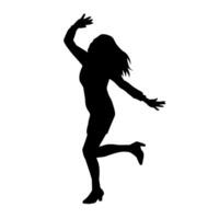 silhouette di un' sottile femmina nel danza posa. silhouette di un' donna ballando. vettore