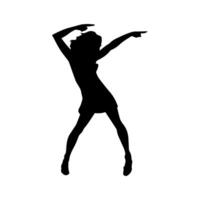 silhouette di un' sottile femmina nel danza posa. silhouette di un' donna ballando. vettore