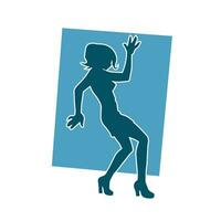 silhouette di un' sottile femmina nel danza posa. silhouette di un' donna ballando. vettore