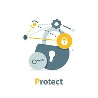 protezione concetto. proteggere meccanismo, sistema vita privata vettore