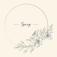 mano disegnato floreale cerchio telaio per iscrizioni. sakura, Mela albero o ciliegia ramo. primavera o estate sfondo. azione vettore illustrazione