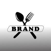 ristorante menù design modello, cucchiaio e forchetta logo isolato su nero e bianca sfondo vettore