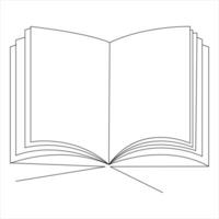 continuo singolo linea Aperto libro arte disegno vettore stile illustrazione