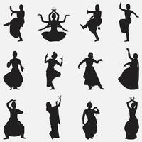 tradizionale indiano danza silhouette vettore