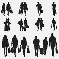 shopping persone silhouette vettore