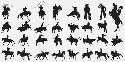 cowboy silhouette impostato vettore