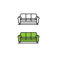 minimalista illustrazione di classico divani nel monocromatico e verde vettore