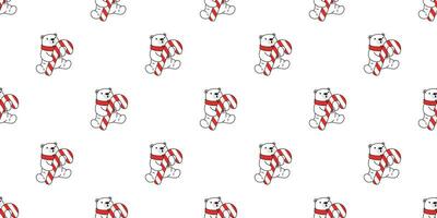 orso senza soluzione di continuità modello Natale polare vettore Santa Claus cappello caramella canna sciarpa isolato ripetere sfondo orsacchiotto cartone animato piastrella sfondo illustrazione scarabocchio bianca design