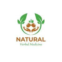 naturale hebal medicina logo design vettore