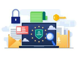 gdpr, generale dati protezione regolamento, Rete dati sicurezza, confidenziale dati protezione, ragnatela sicurezza,informatica sicurezza tecnologia concetto piatto illustrazione per atterraggio pagina, sito web bandiera design vettore