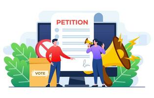 in linea petizione concetto piatto illustrazione vettore modello, petizione modulo, fabbricazione scelta, ballottaggio carta, democrazia, pubblico appello documento, denuncia