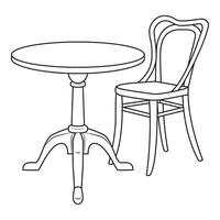 classico di legno sedia e tavolo. nero e bianca. vettore illustrazione su bianca sfondo