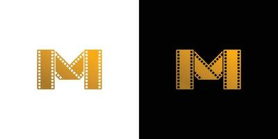 il iniziale m lettera film logo design è unico e moderno vettore
