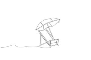 vacanza prendere il sole lettino ombrello spiaggia vacanza nessuno linea arte design vettore