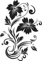 noir botanico fiorire vettore logo emblema artistico noir fiorire nero icona design