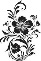 floreale noir eleganza iconico vettore design intricato petalo viti mano disegnato icona