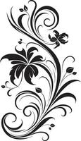 scolpito fiorire accento nero design elemento intrigante botanico illustrazione iconico vettore