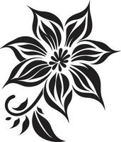 pulito vettore fiore minimalista artistico logo capriccioso singolo fioritura nero fatto a mano icona
