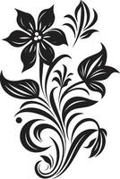 minimalista petalo essenza nero mano disegnato emblema elegante vettore fiorire minimalista nero icona design