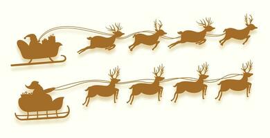 impostato di Santa Claus volante su renna slitta design per natale celebrazione vettore