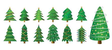 impostato di verde Natale albero elementi per natale decorazione design vettore