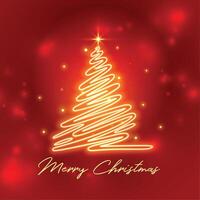 allegro Natale rosso sfondo con scintillante natale albero design vettore