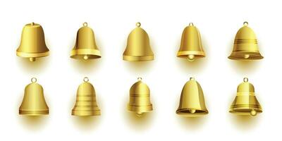 realistico d'oro tintinnio campana simboli per Natale decorazione design vettore