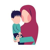musulmano madre con figlio personaggio vettore