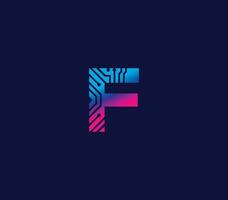 f alfabeto tecnologia logo design concetto vettore