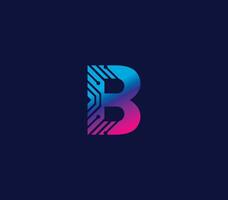 B alfabeto tecnologia logo design concetto vettore