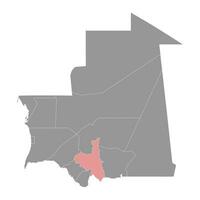 Assaba regione carta geografica, amministrativo divisione di mauritania. vettore illustrazione.