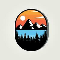 ovale montagna logo emblema vettore Vintage ▾ illustrazione, icona e simbolo